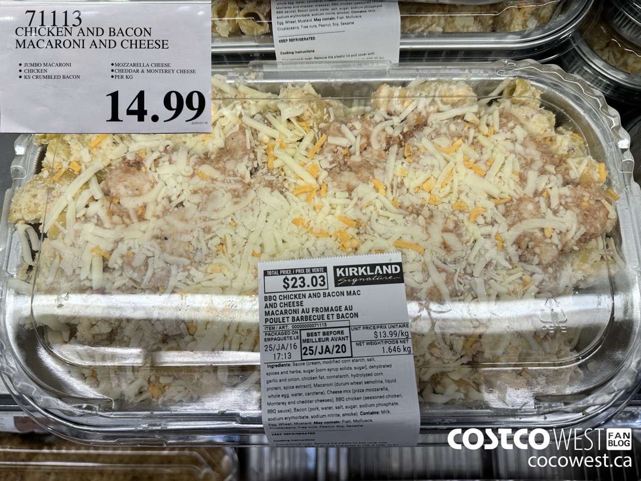 71113 CHICKEN AND BACON MACARONI AND CHEESE $14.99