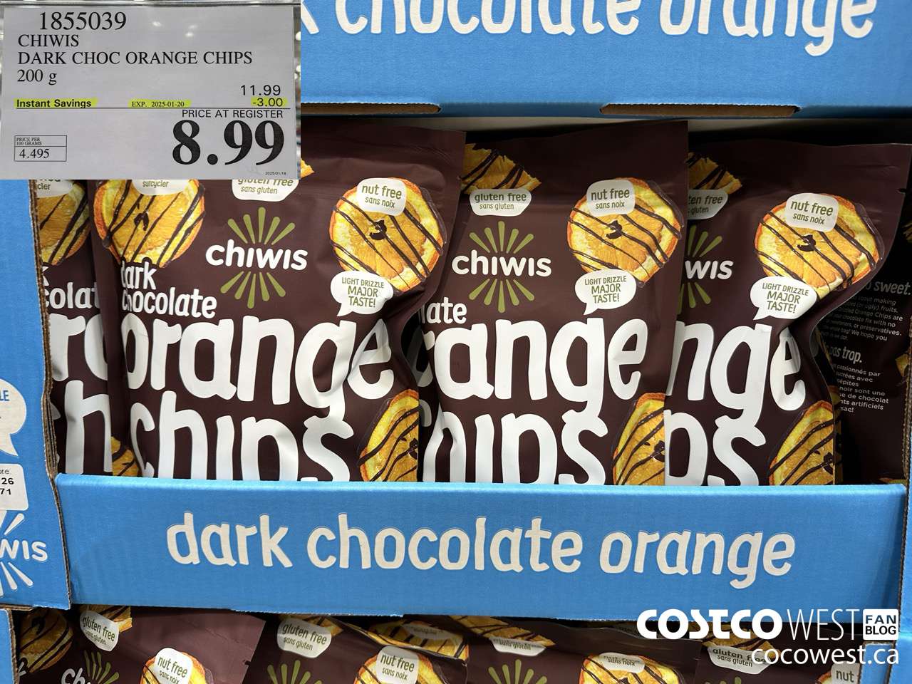 1855039 CHIWIS DARK CHOC ORANGE CHIPS 200G ($3.00 INSTANT SAVINGS EXPIRES ON 2025-01-20) $8.99