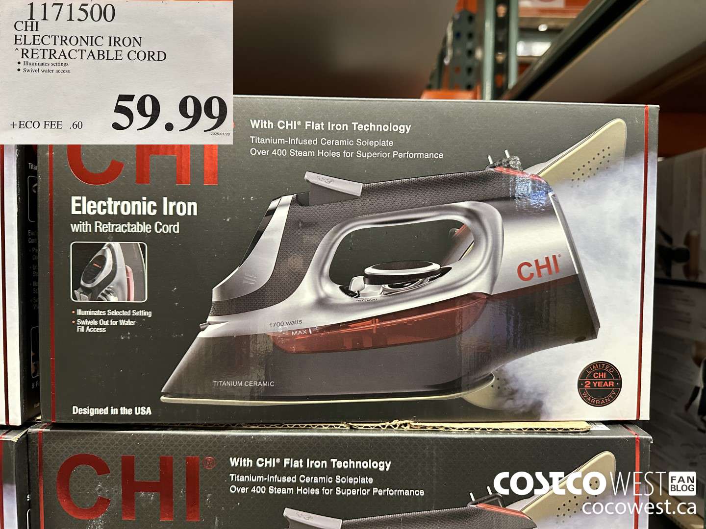 1171500 CHI ELECTRONIC IRON RETRACTABLE CORD $59.99