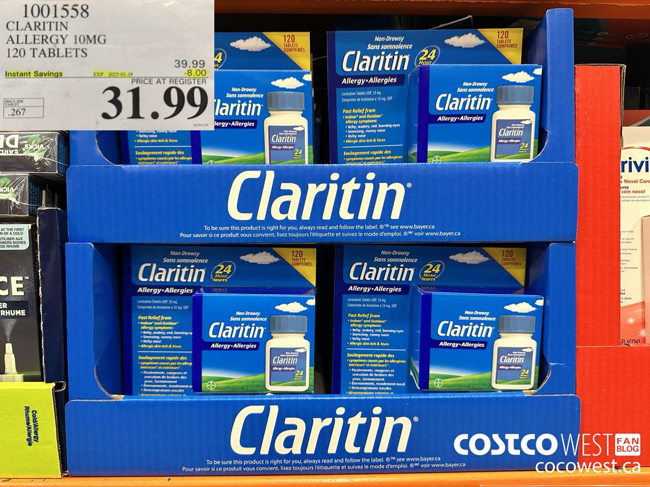 1001558 CLARITIN ALLERGY 10MG 120 TABLETS ($8.00 INSTANT SAVINGS EXPIRES ON 2025-01-19) $31.99