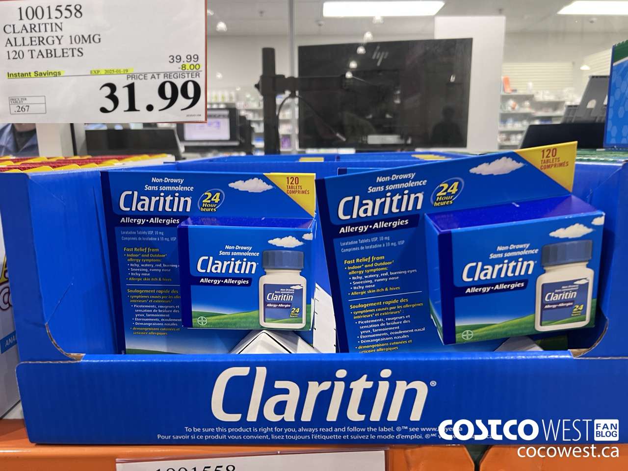 1001558 CLARITIN ALLERGY 10MG 120 TABLETS ($8.00 INSTANT SAVINGS EXPIRES ON 2025-01-19) $31.99