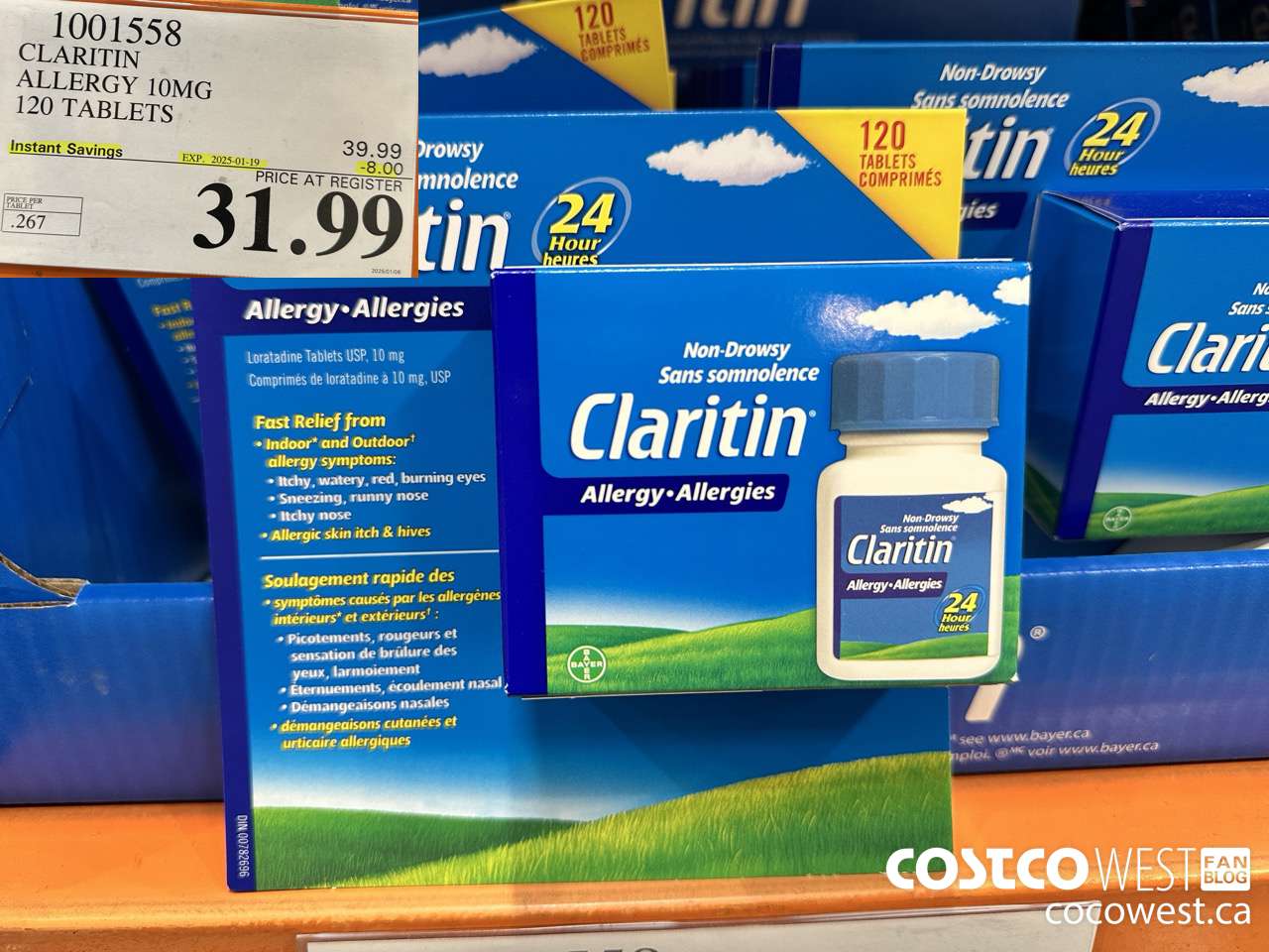 1001558 CLARITIN ALLERGY 10MG 120 TABLETS ($8.00 INSTANT SAVINGS EXPIRES ON 2025-01-19) $31.99