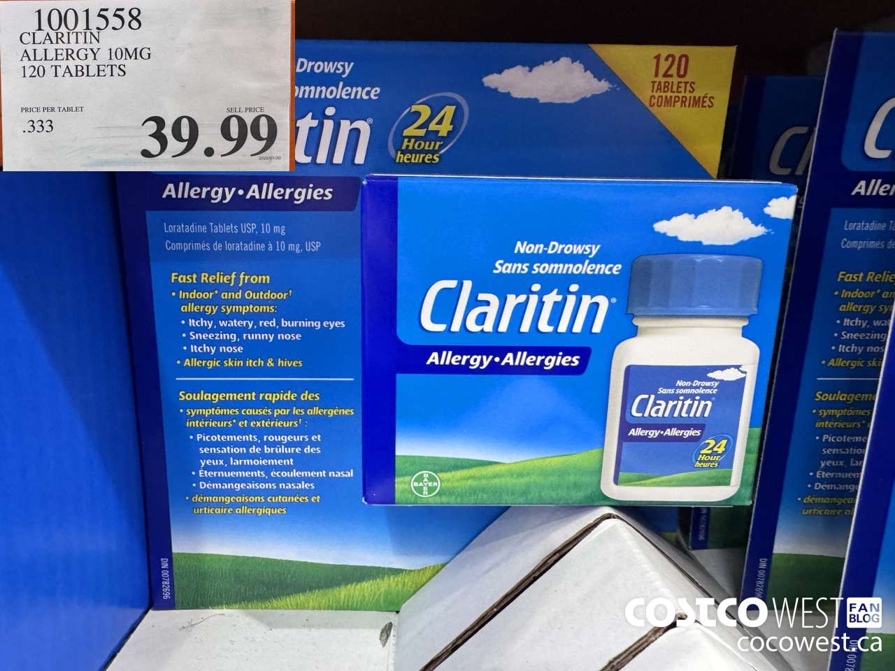 1001558 CLARITIN ALLERGY 10MG 120 TABLETS $39.99
