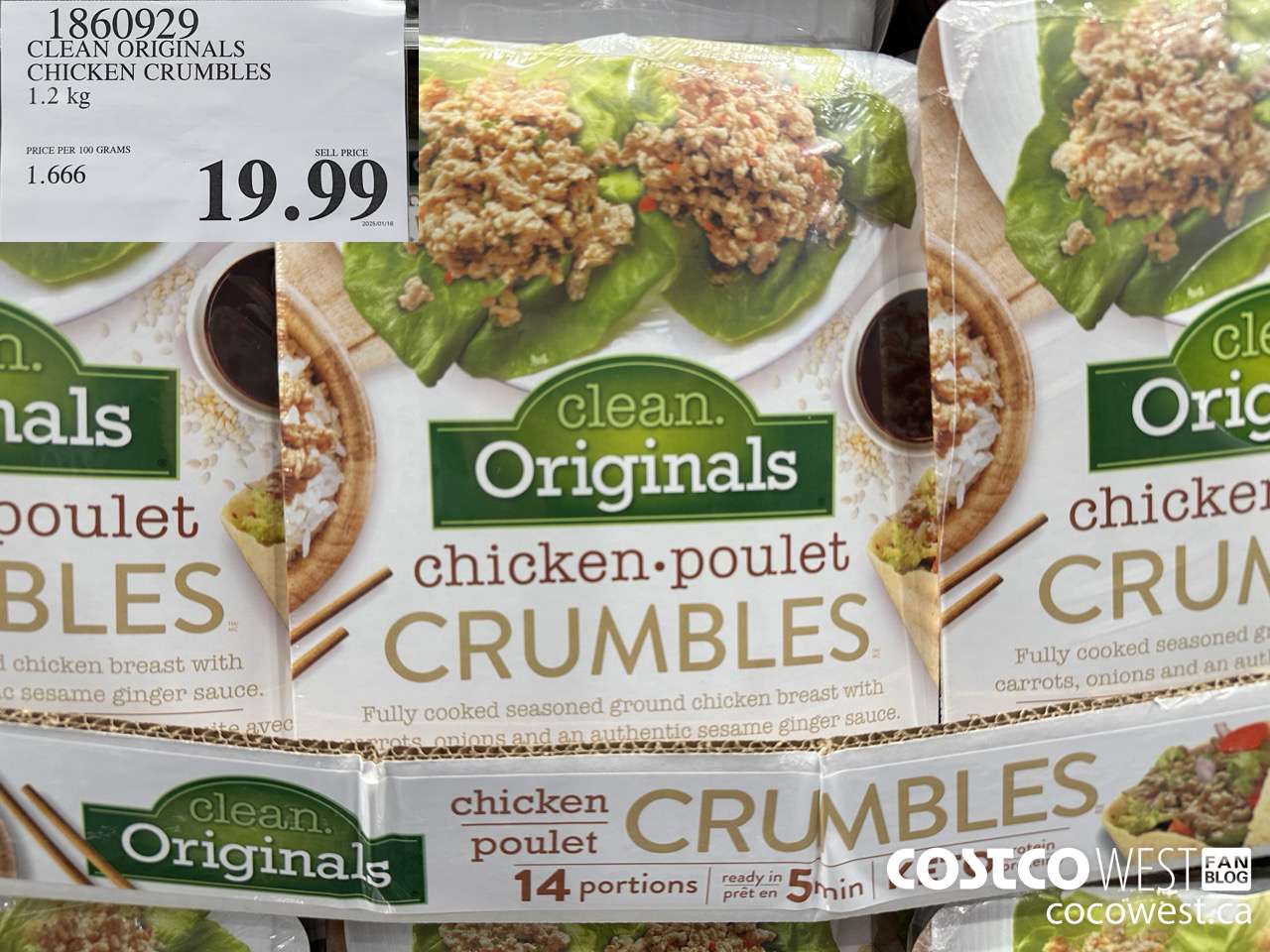 1860929 CLEAN ORIGINALS CHICKEN CRUMBLES 1.2 KG $19.99
