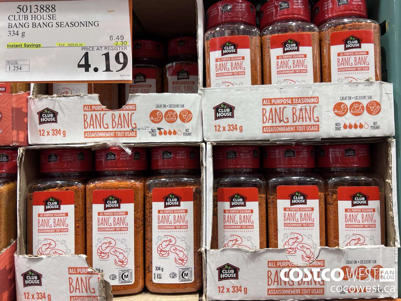 5013888 CLUB HOUSE BANG BANG SEASONING 334G ($2.30 INSTANT SAVINGS EXPIRES ON 2025-01-19) $4.19