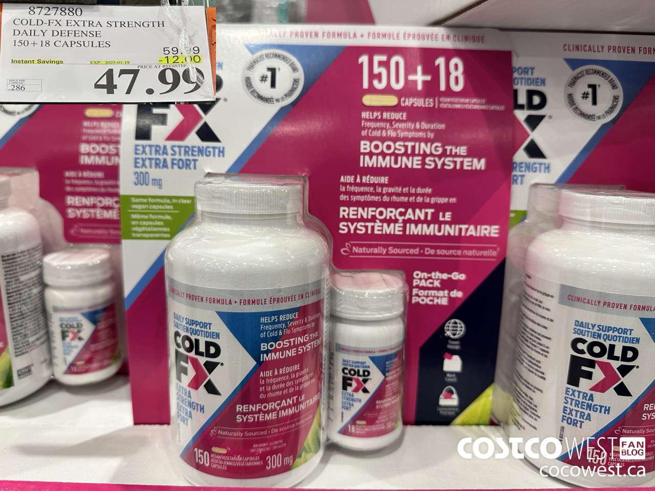 8727880 COLD-FX EXTRA STRENGTH DAILY DEFENSE 150 + 18 CAPSULES ($12.00 INSTANT SAVINGS EXPIRES ON 2025-01-19) $47.99