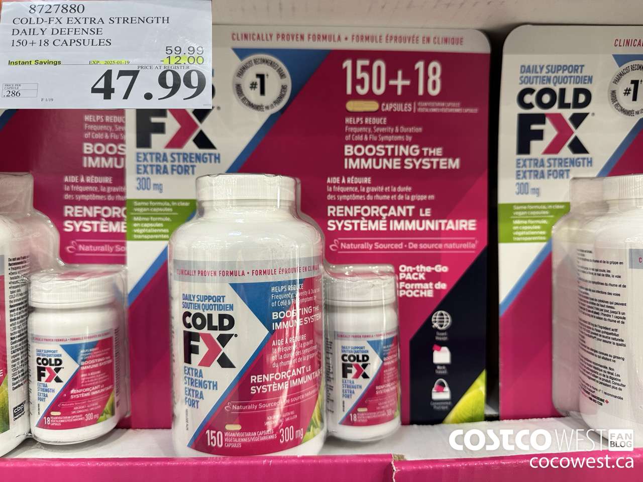 8727880 COLD-FX EXTRA STRENGTH DAILY DEFENSE 150 + 18 CAPSULES ($12.00 INSTANT SAVINGS EXPIRES ON 2025-01-19) $47.99