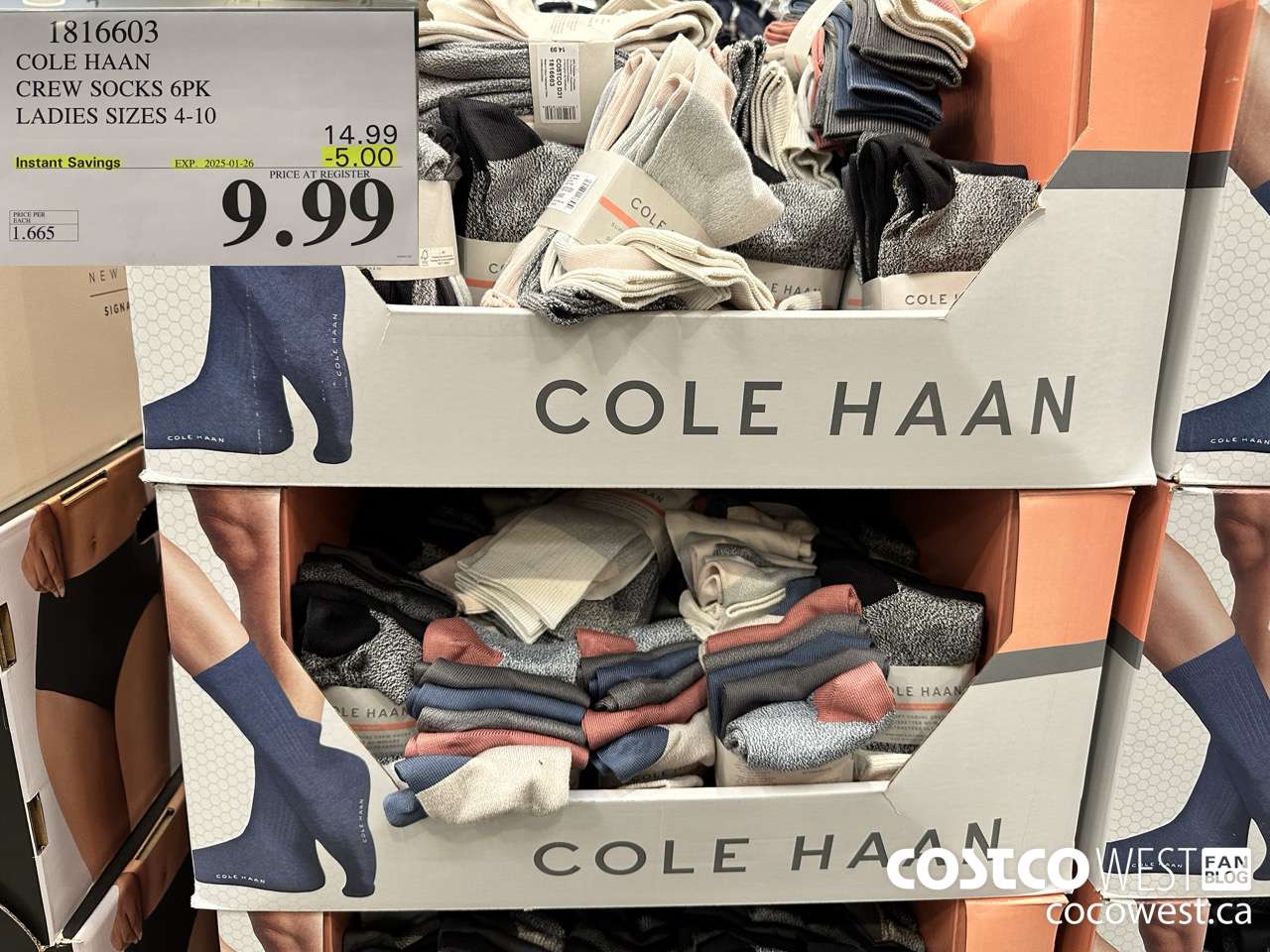 1816603 COLE HAAN CREW SOCKS 6PK LADIES SIZES 4-10 ($5.00 INSTANT SAVINGS EXPIRES ON 2025-01-26) $9.99