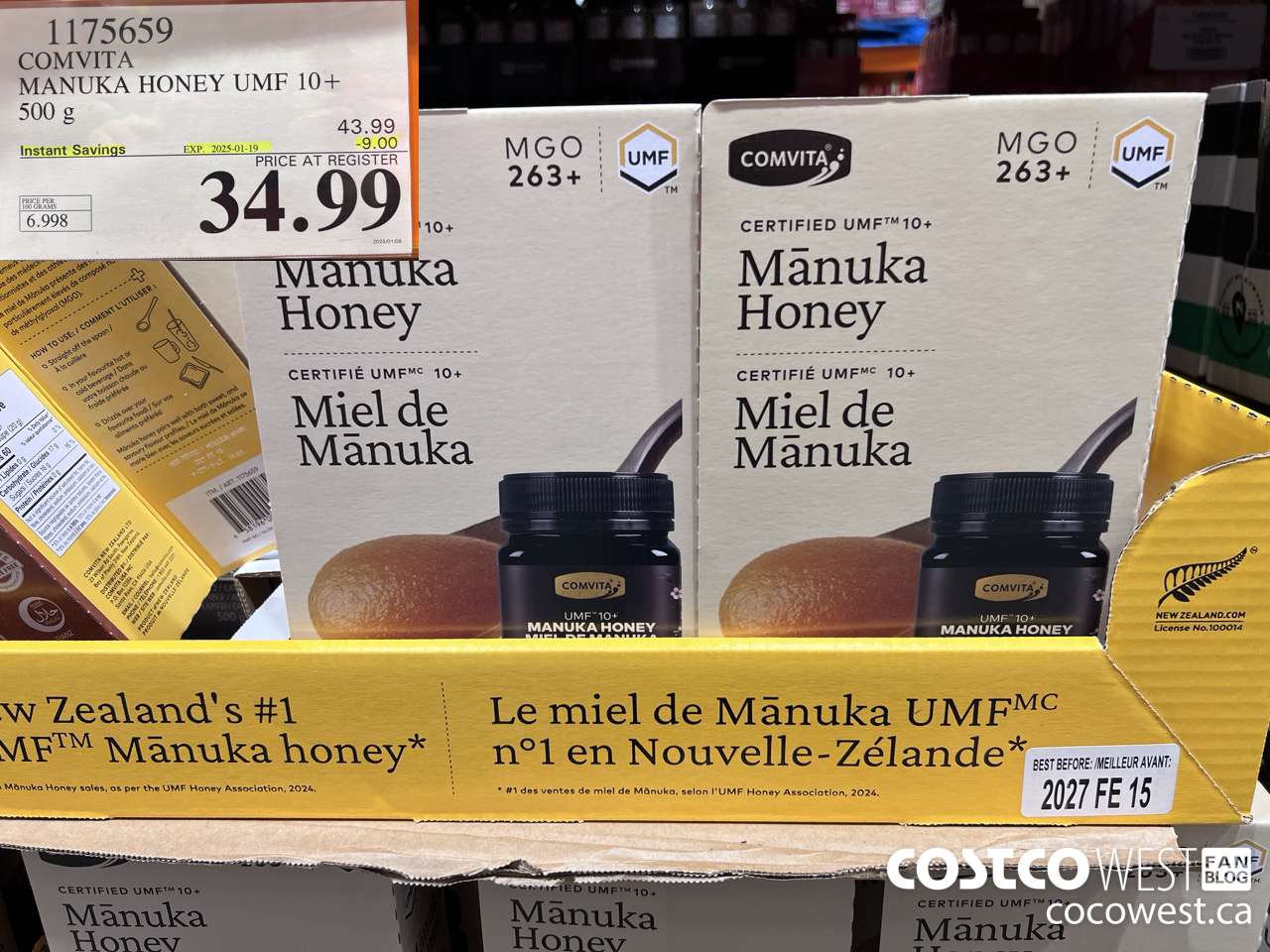 1175659 COMVITA MANUKA HONEY UMF 10+ 500 G ($9.00 INSTANT SAVINGS EXPIRES ON 2025-01-19) $34.99