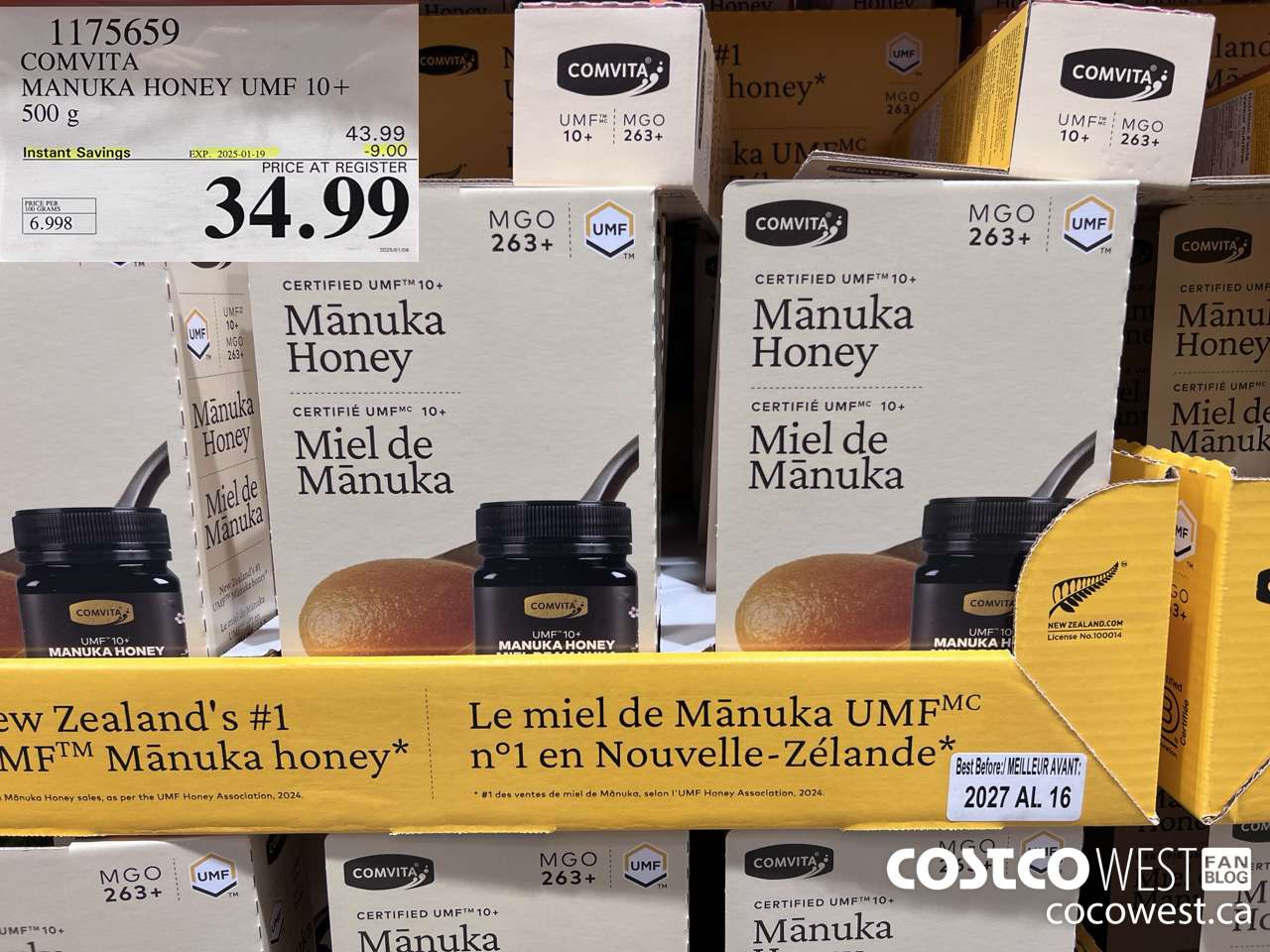 1175659 COMVITA MANUKA HONEY UMF 10+ 500 G ($9.00 INSTANT SAVINGS EXPIRES ON 2025-01-19) $34.99