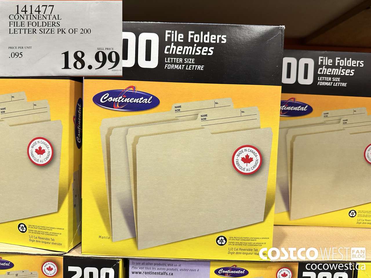 141477 CONTINENTAL FILE FOLDERS LETTER SIZE PK OF 200 $18.99