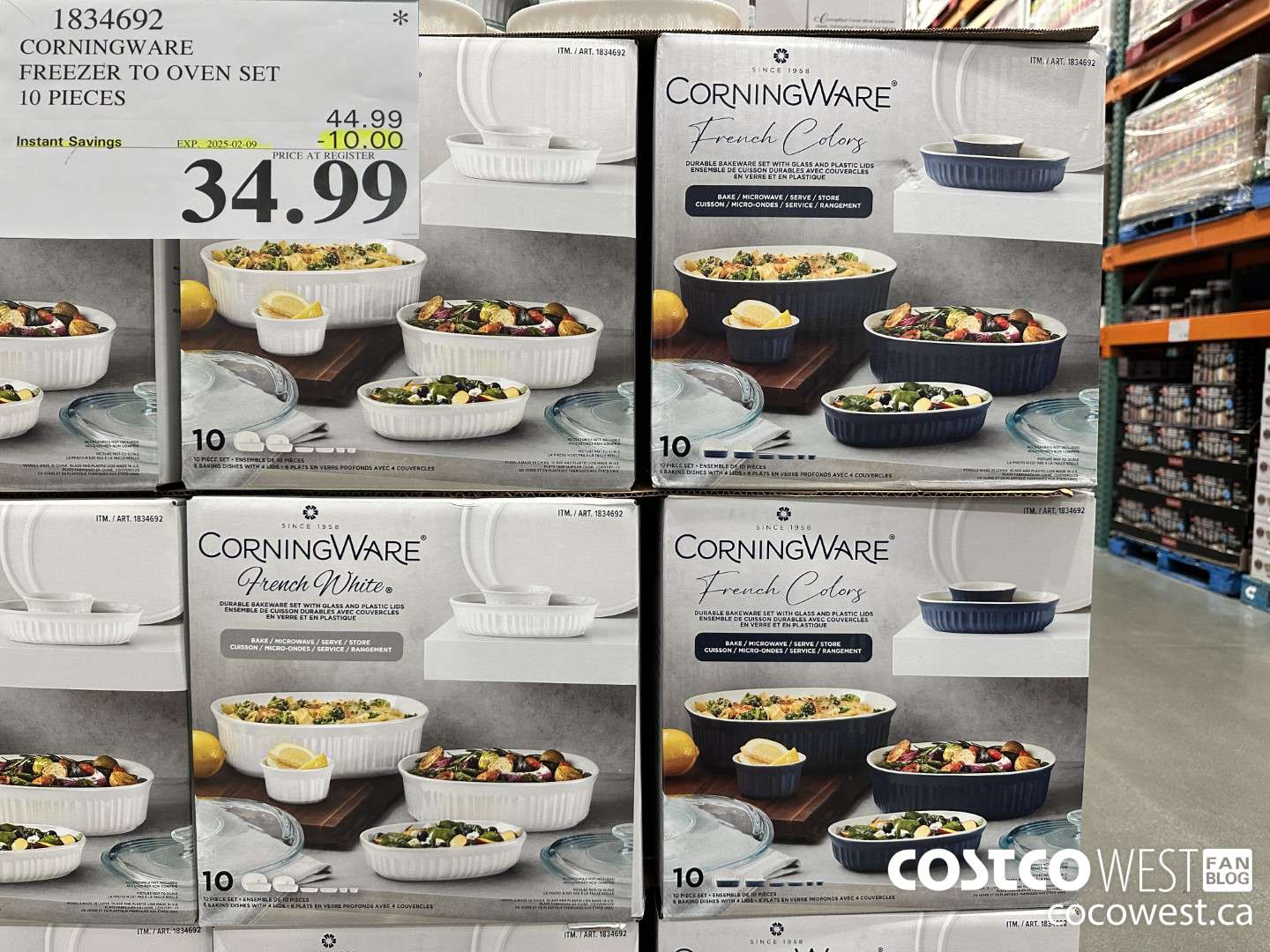 1834692 CORNINGWARE FREEZER TO OVEN SET 10 PIECES ($10.00 INSTANT SAVINGS EXPIRES ON 2025-02-09) $34.99
