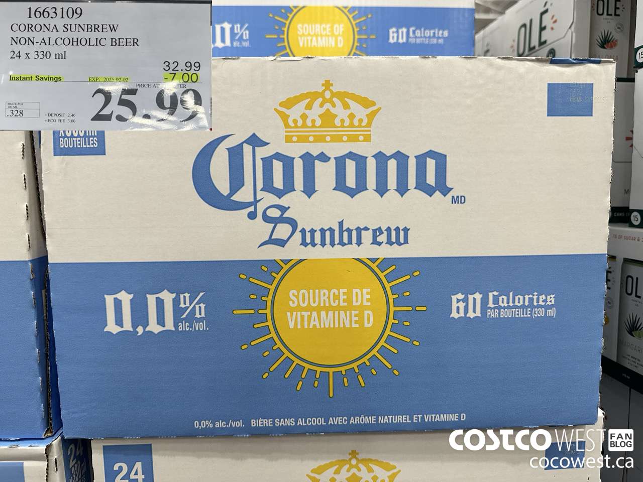 1663109 CORONA NON-ALCOHOLIC BEER 24 X 330 ML ($7.00 INSTANT SAVINGS EXPIRES ON 2025-02-02) $25.99