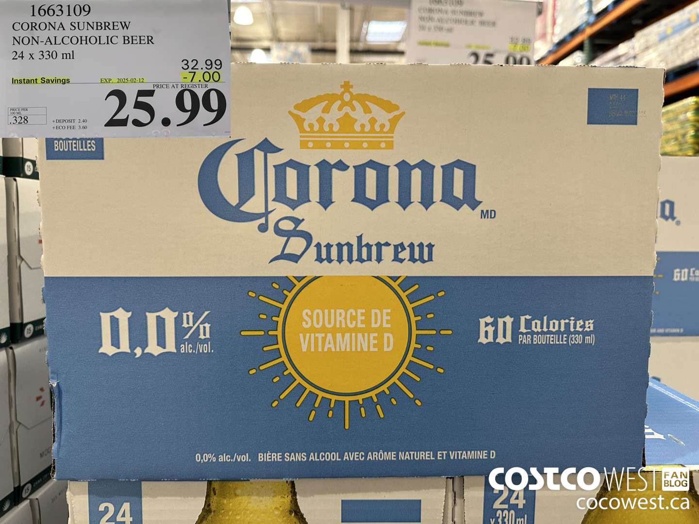 1663109 CORONA NON-ALCOHOLIC BEER 24 X 330 ML ($7.00 INSTANT SAVINGS EXPIRES ON 2025-02-12) $25.99