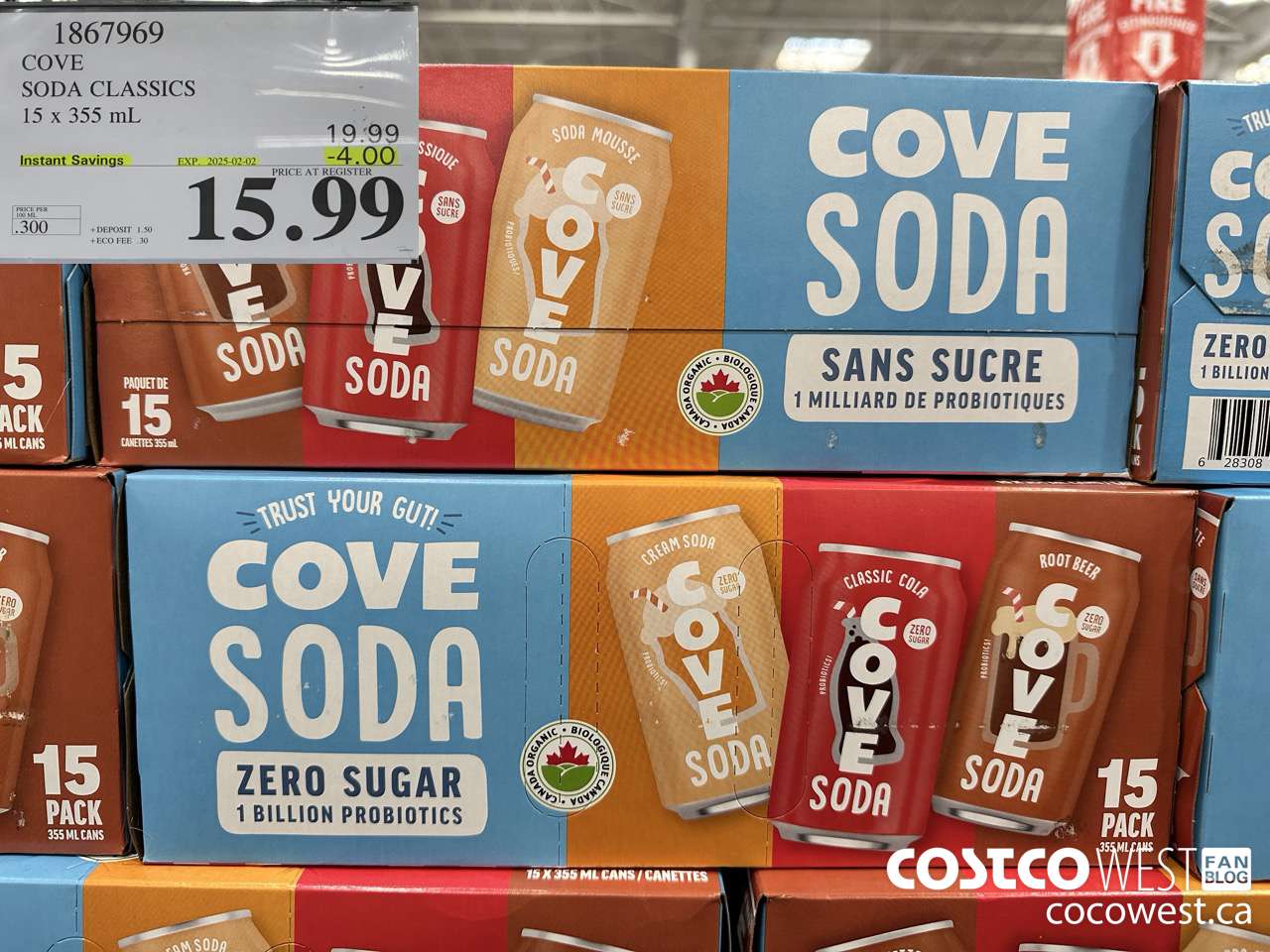 1867969 COVE SODA VARIETY 15 X 355ML ($4.00 INSTANT SAVINGS EXPIRES ON 2025-02-02) $15.99