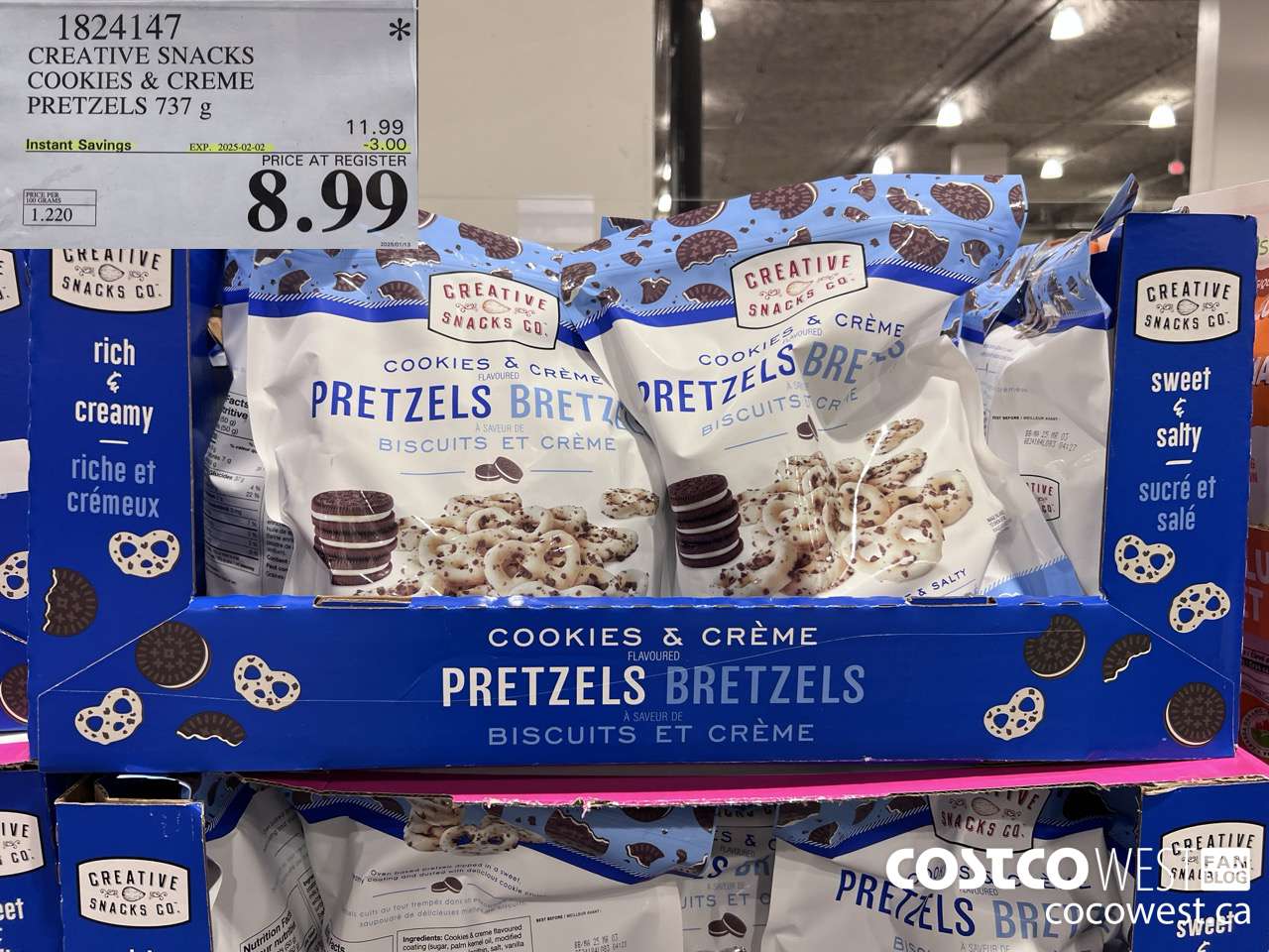 1824147 CREATIVE SNACKS COOKIES & CREME PRETZELS 737G ($3.00 INSTANT SAVINGS EXPIRES ON 2025-02-02) $8.99