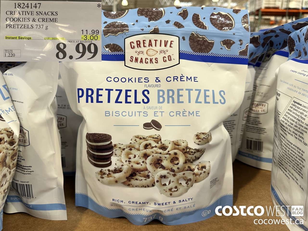1824147 CREATIVE SNACKS COOKIES & CREME PRETZELS 737G ($3.00 INSTANT SAVINGS EXPIRES ON 2025-02-02) $8.99
