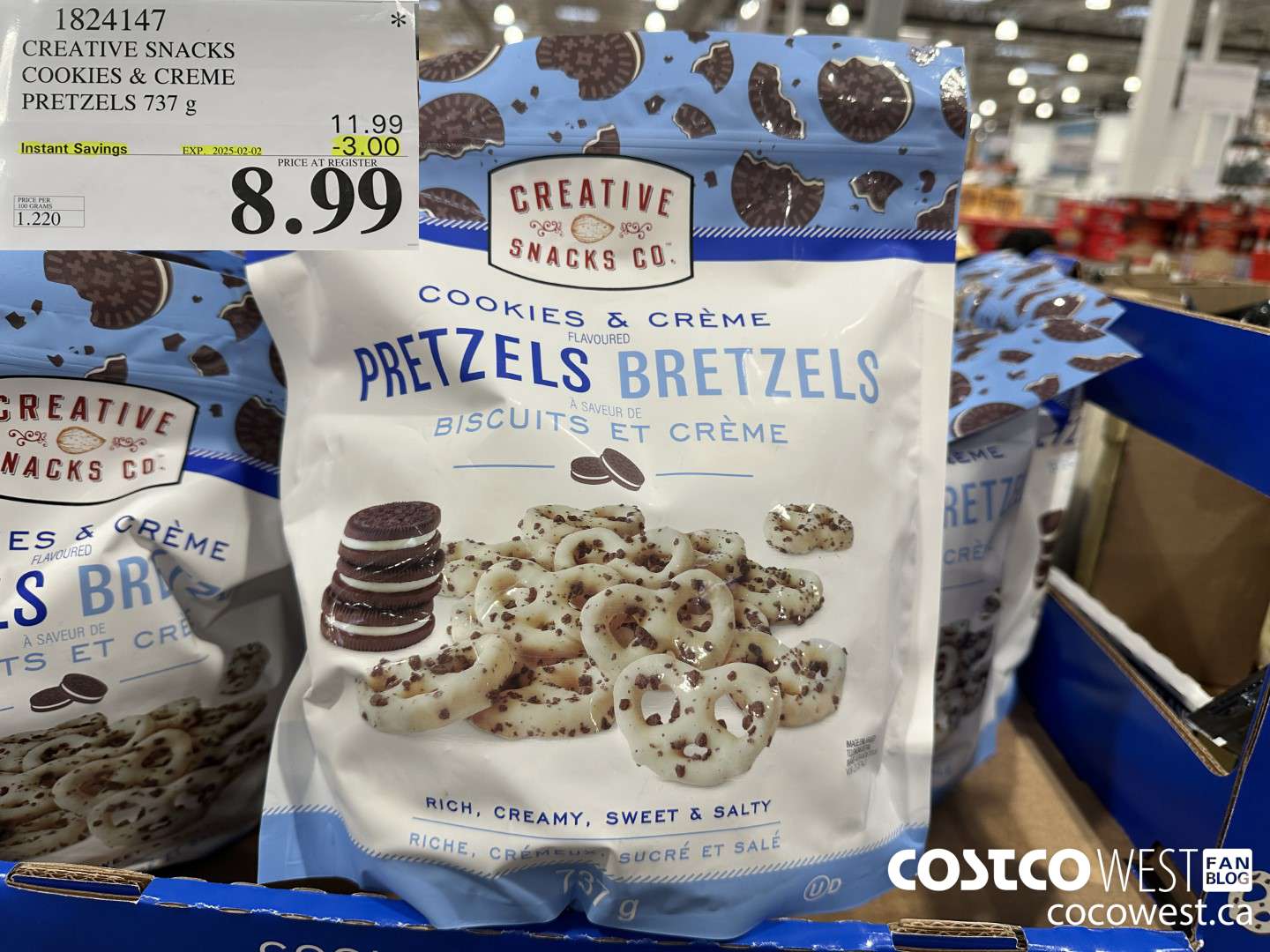 1824147 CREATIVE SNACKS COOKIES & CREME PRETZELS 737G ($3.00 INSTANT SAVINGS EXPIRES ON 2025-02-02) $8.99