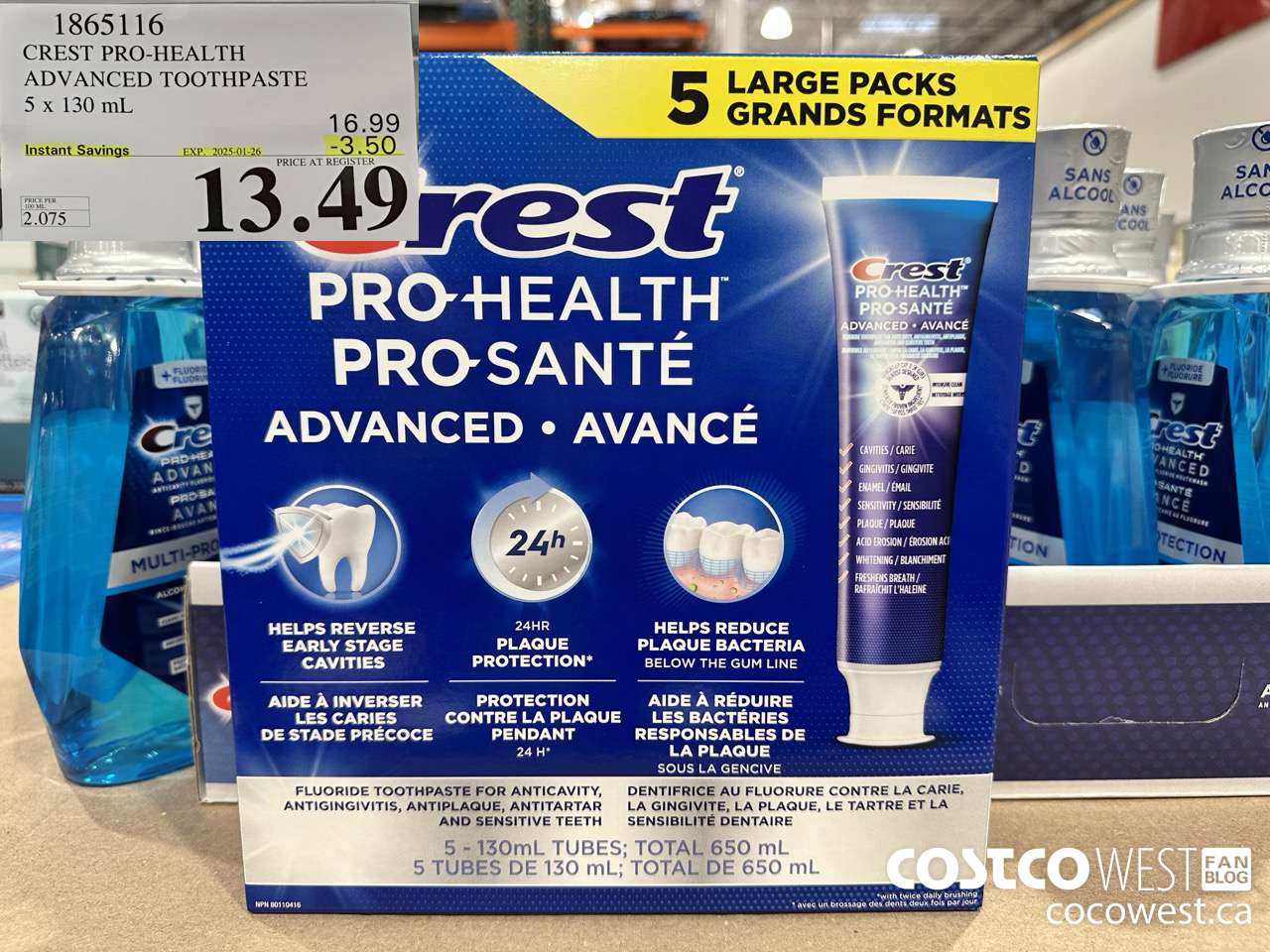 1865116 CREST PRO-HEALTH ADVANCED TOOTHPASTE 5 X 130ML ($3.50 INSTANT SAVINGS EXPIRES ON 2025-01-26) $13.49