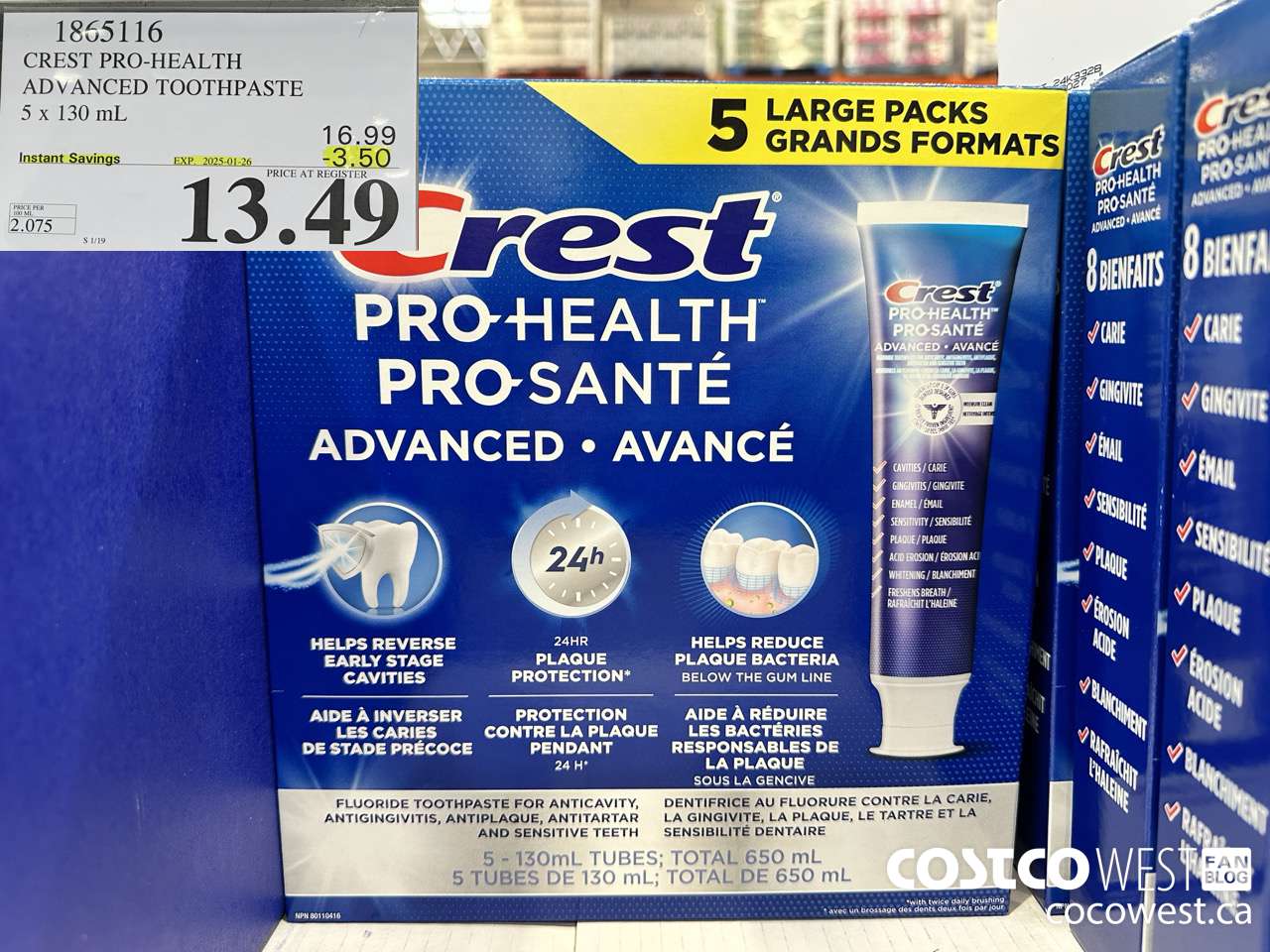 1865116 CREST PRO-HEALTH ADVANCED TOOTHPASTE 5 X 130ML ($3.50 INSTANT SAVINGS EXPIRES ON 2025-01-26) $13.49