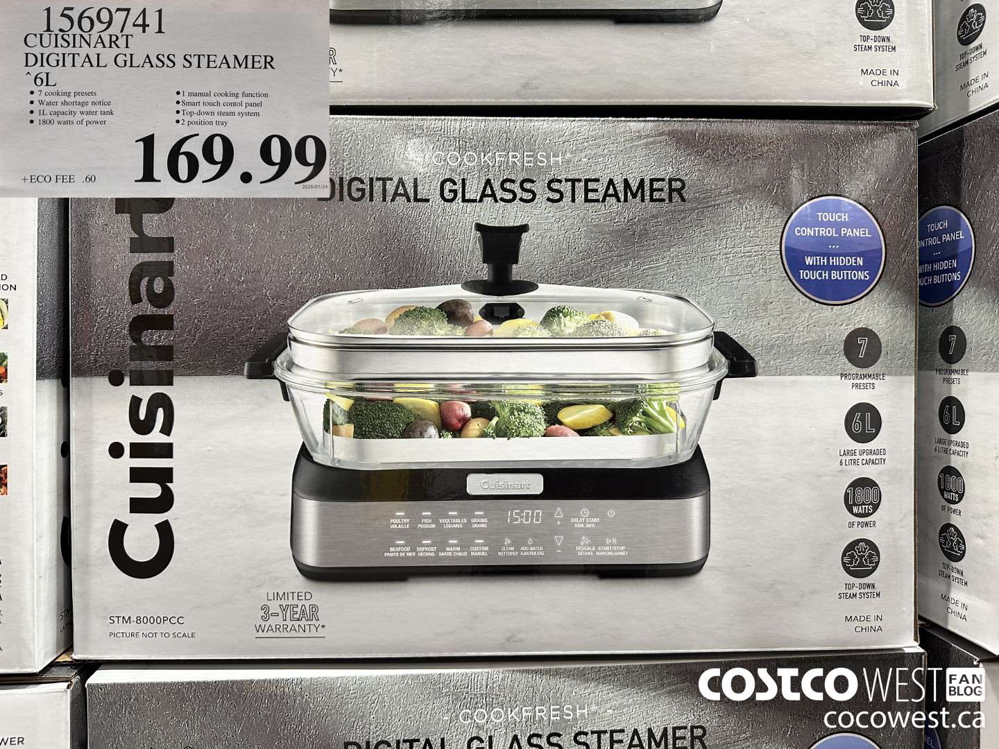 1569741 CUISINART DIGITAL GLASS STEAMER 6L $169.99