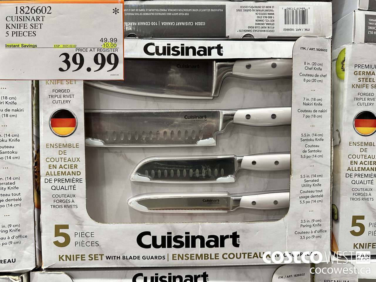 1826602 CUSINART KNIFE SET 5 PIECES ($10.00 INSTANT SAVINGS EXPIRES ON 2025-02-02) $39.99