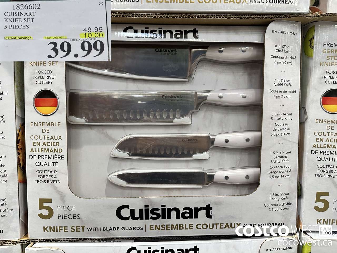 1826602 CUSINART KNIFE SET 5 PIECES ($10.00 INSTANT SAVINGS EXPIRES ON 2025-02-02) $39.99