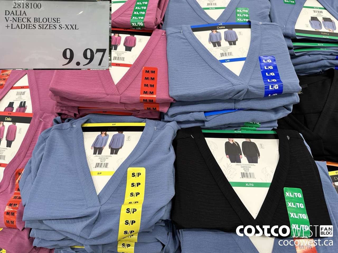 2818100 DALIA V-NECK BLOUSE LADIES SIZES S-XXL $9.97