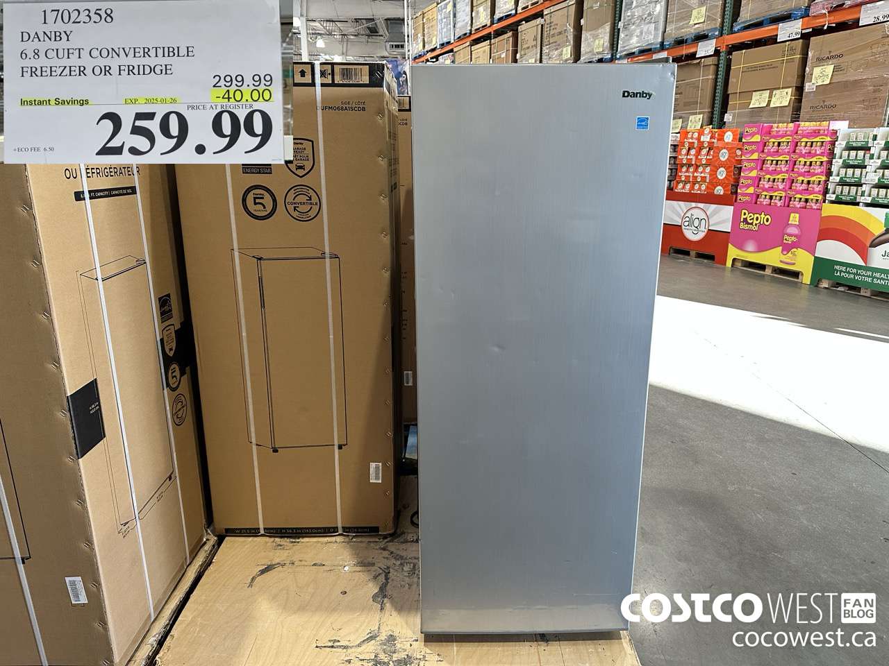 1702358 DANBY 6.8 CUFT CONVERTIBLE FREEZER OR FRIDGE ($40.00 INSTANT SAVINGS EXPIRES ON 2025-01-26) $259.99