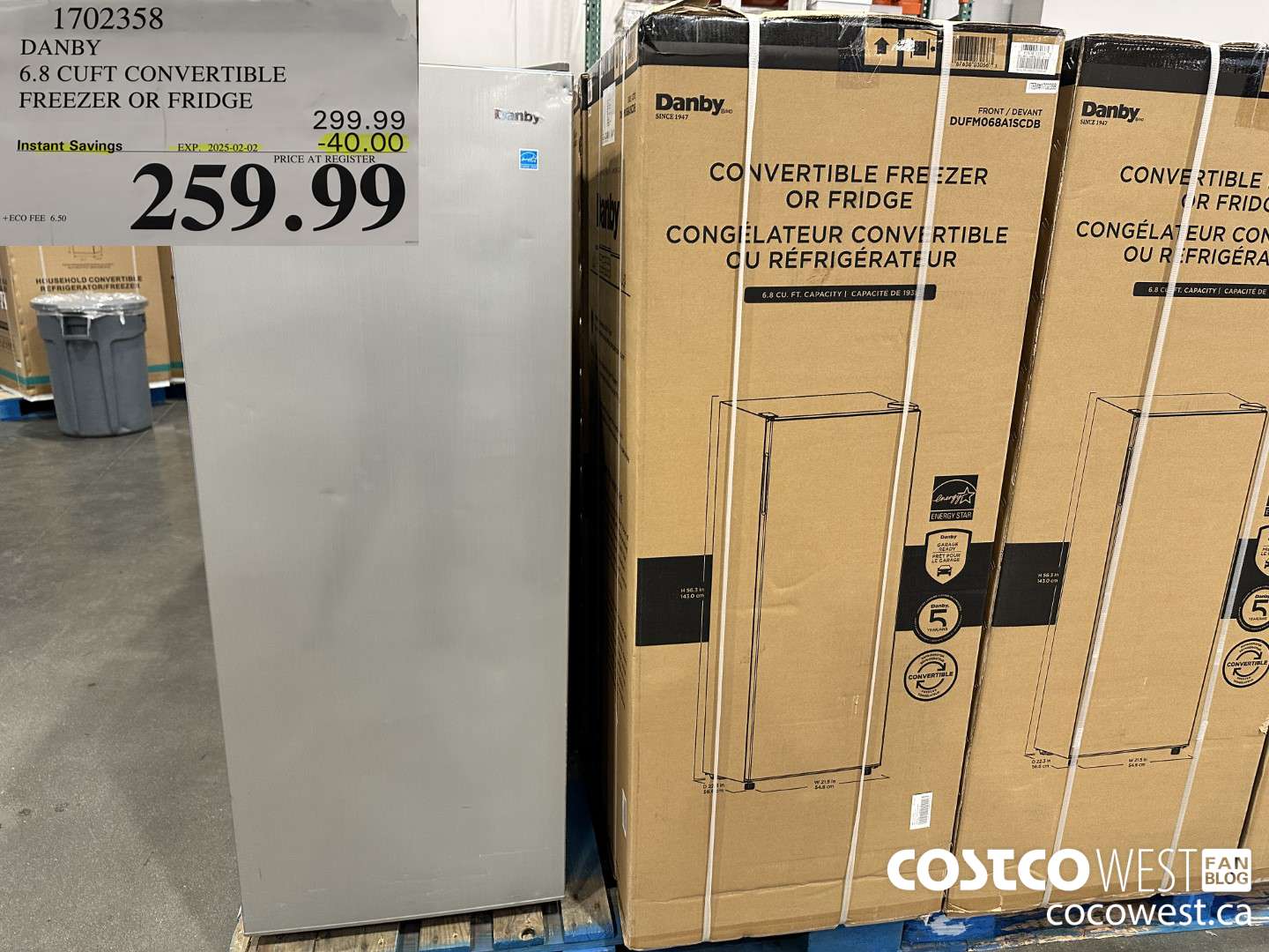 1702358 DANBY 6.8 CUFT CONVERTIBLE FREEZER OR FRIDGE ($40.00 INSTANT SAVINGS EXPIRES ON 2025-02-02) $259.99