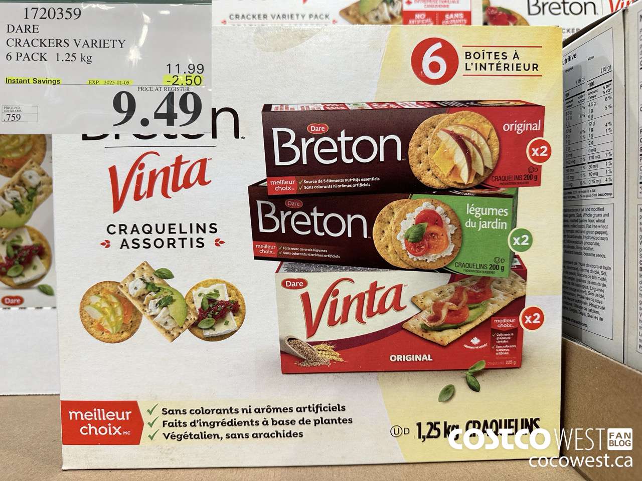 1720359 DARE CRACKERS VARIETY 6 PACK 1.25 KG ($2.50 INSTANT SAVINGS EXPIRES ON 2025-01-05) $9.49