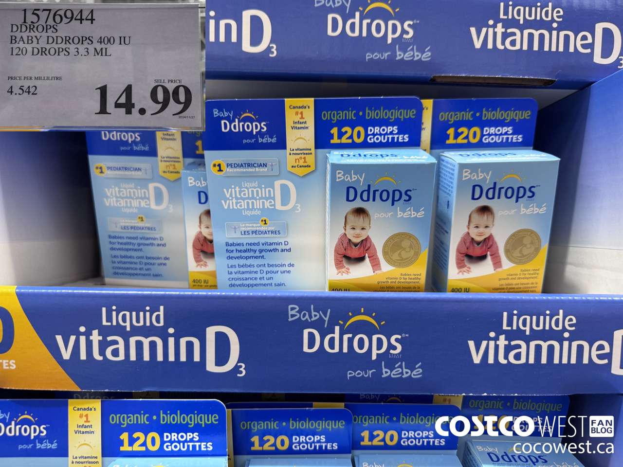 1576944 DDROPS BABY DDROPS 400IU 120 DROPS 3.3 ML $14.99