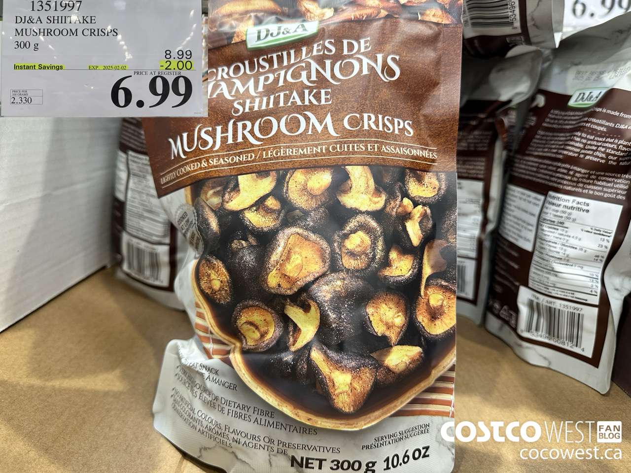 1351997 DJ&A SHIITAKE MUSHROOM CRISPS 300 G ($2.00 INSTANT SAVINGS EXPIRES ON 2025-02-02) $6.99