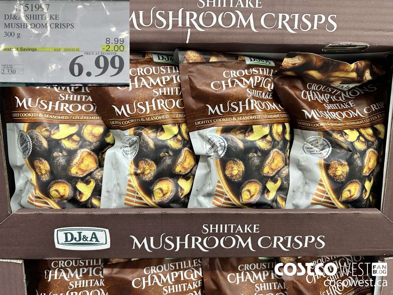 1351997 DJ&A SHIITAKE MUSHROOM CRISPS 300 G ($2.00 INSTANT SAVINGS EXPIRES ON 2025-02-02) $6.99