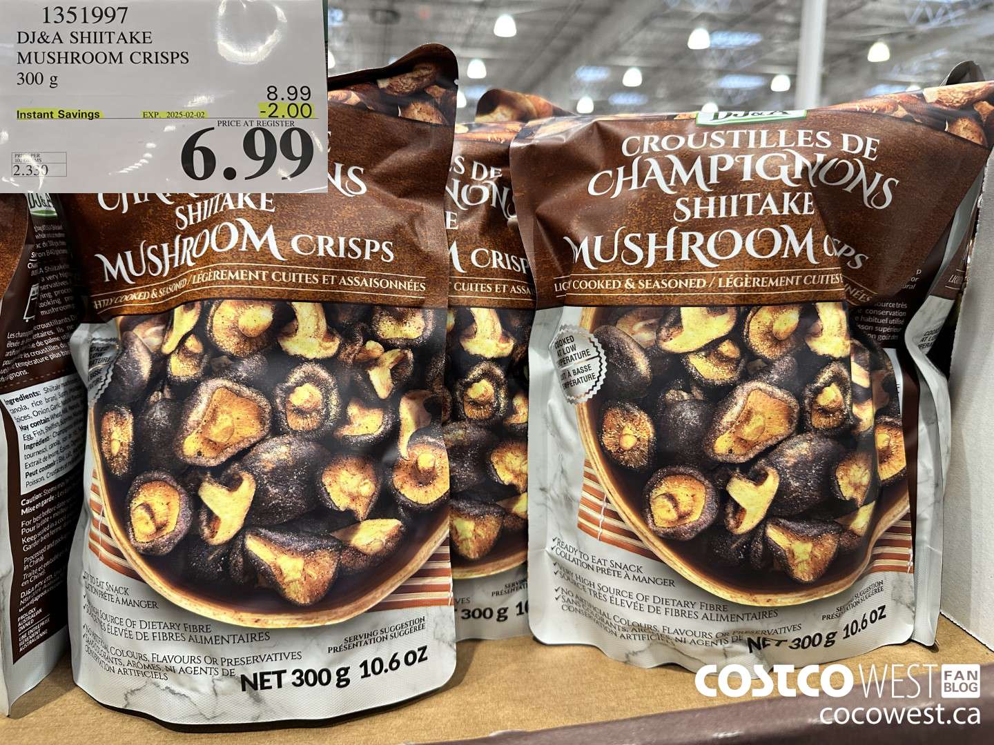 1351997 DJ&A SHIITAKE MUSHROOM CRISPS 300 G ($2.00 INSTANT SAVINGS EXPIRES ON 2025-02-02) $6.99