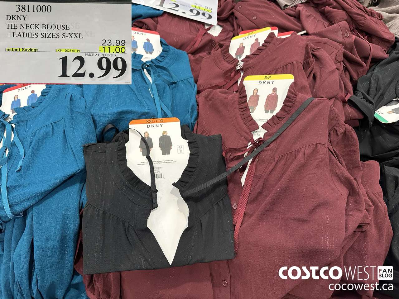 3811000 DKNY TIE NECK BLOUSE LADIES SIZES S-XXL ($11.00 INSTANT SAVINGS EXPIRES ON 2025-01-19) $12.99