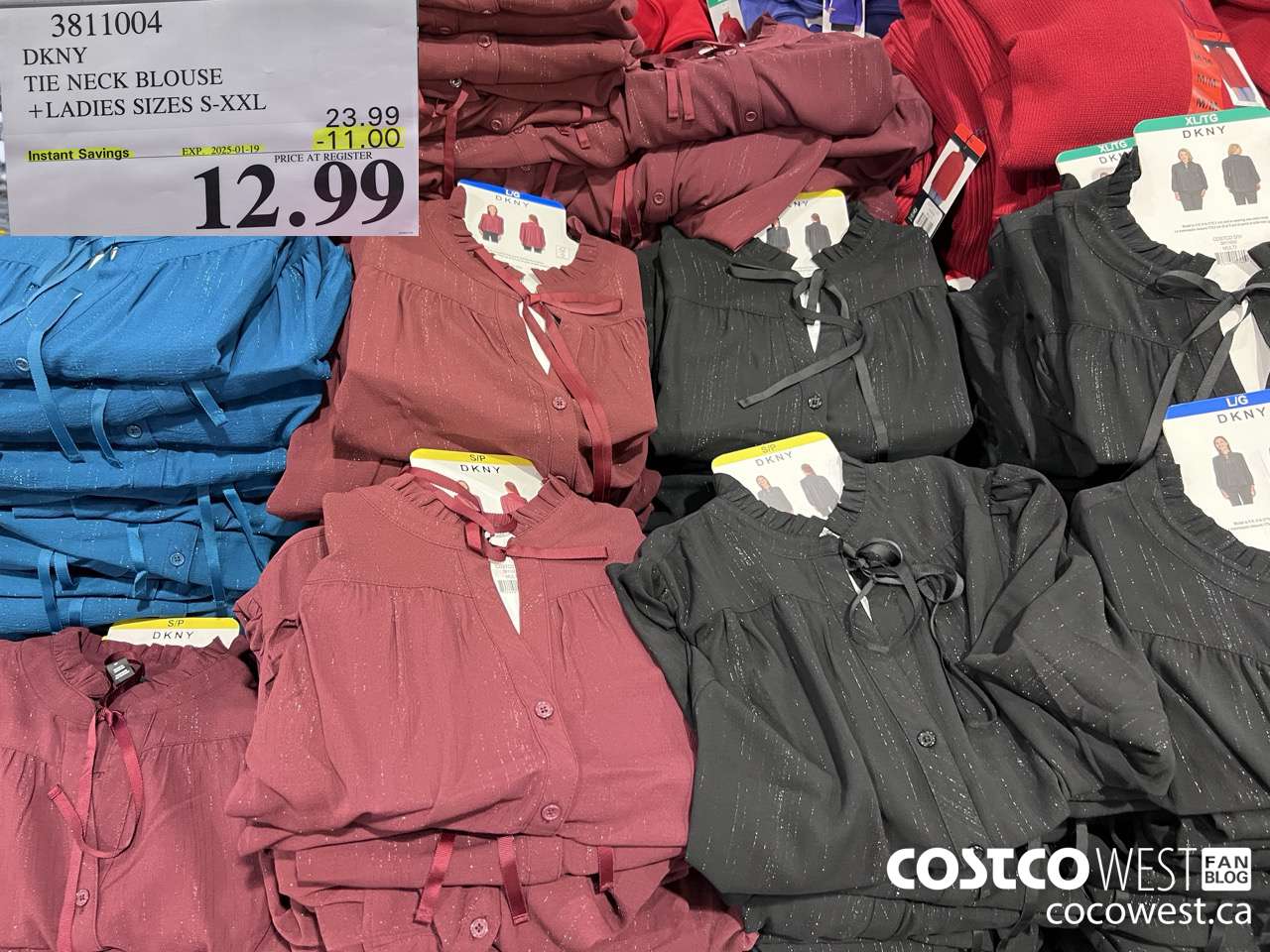 3811004 DKNY TIE NECK BLOUSE LADIES SIZES S-XXL ($11.00 INSTANT SAVINGS EXPIRES ON 2025-01-19) $12.99