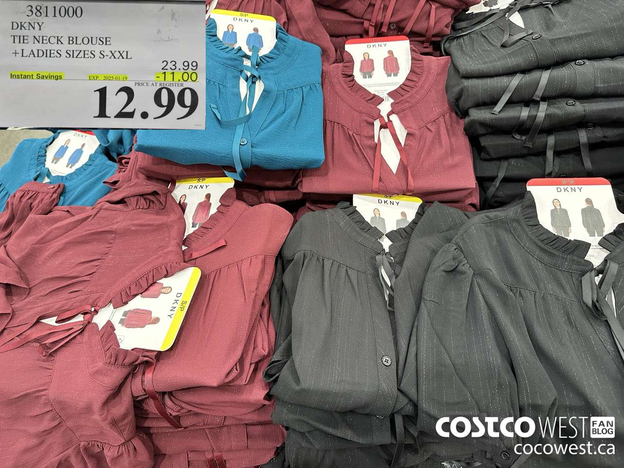 3811000 DKNY TIE NECK BLOUSE LADIES SIZES S-XXL ($11.00 INSTANT SAVINGS EXPIRES ON 2025-01-19) $12.99