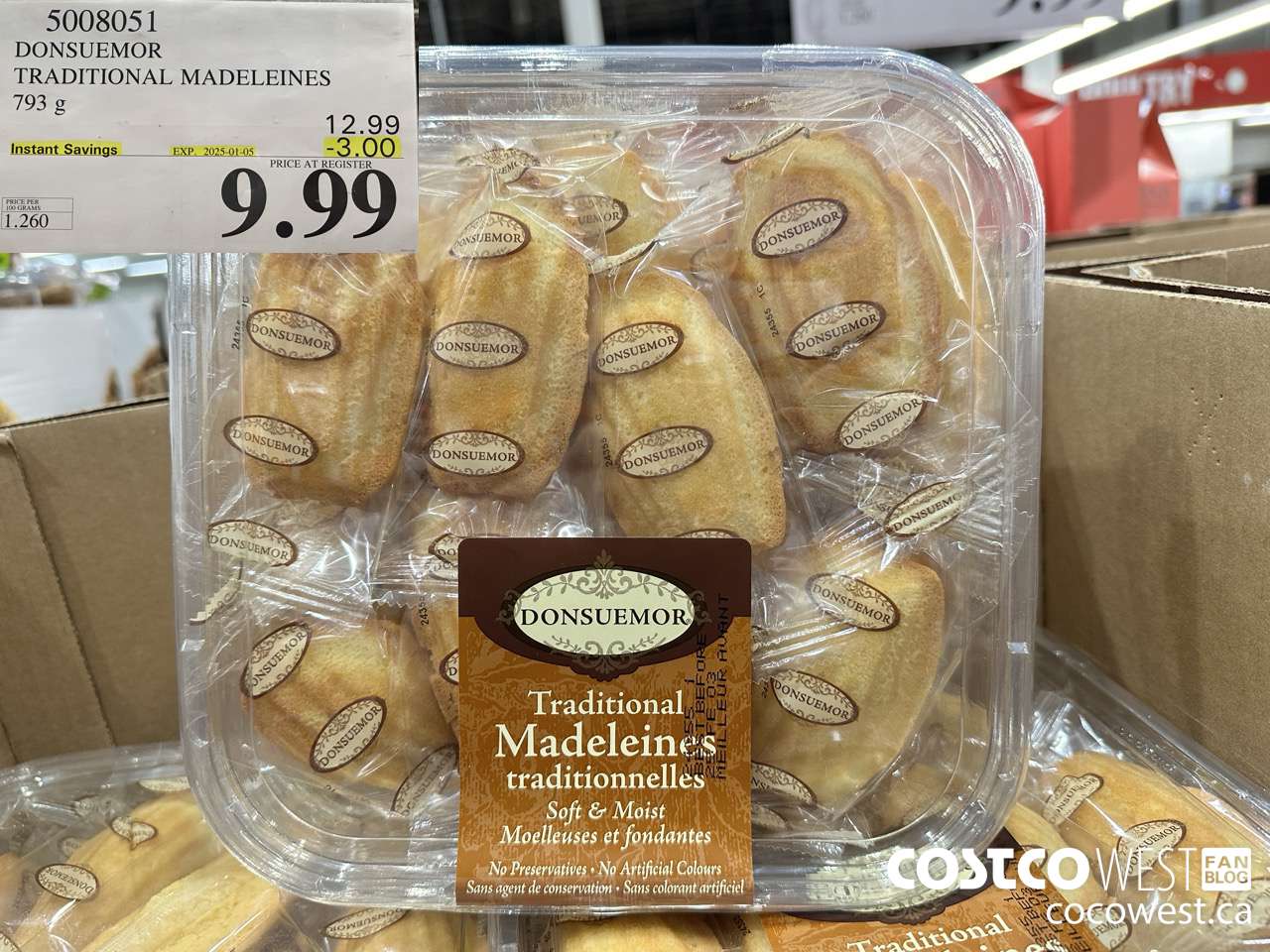 5008051 DONSUEMOR TRADITIONAL MADELEINES 794 g ($3.00 INSTANT SAVINGS EXPIRES ON 2025-01-05) $9.99