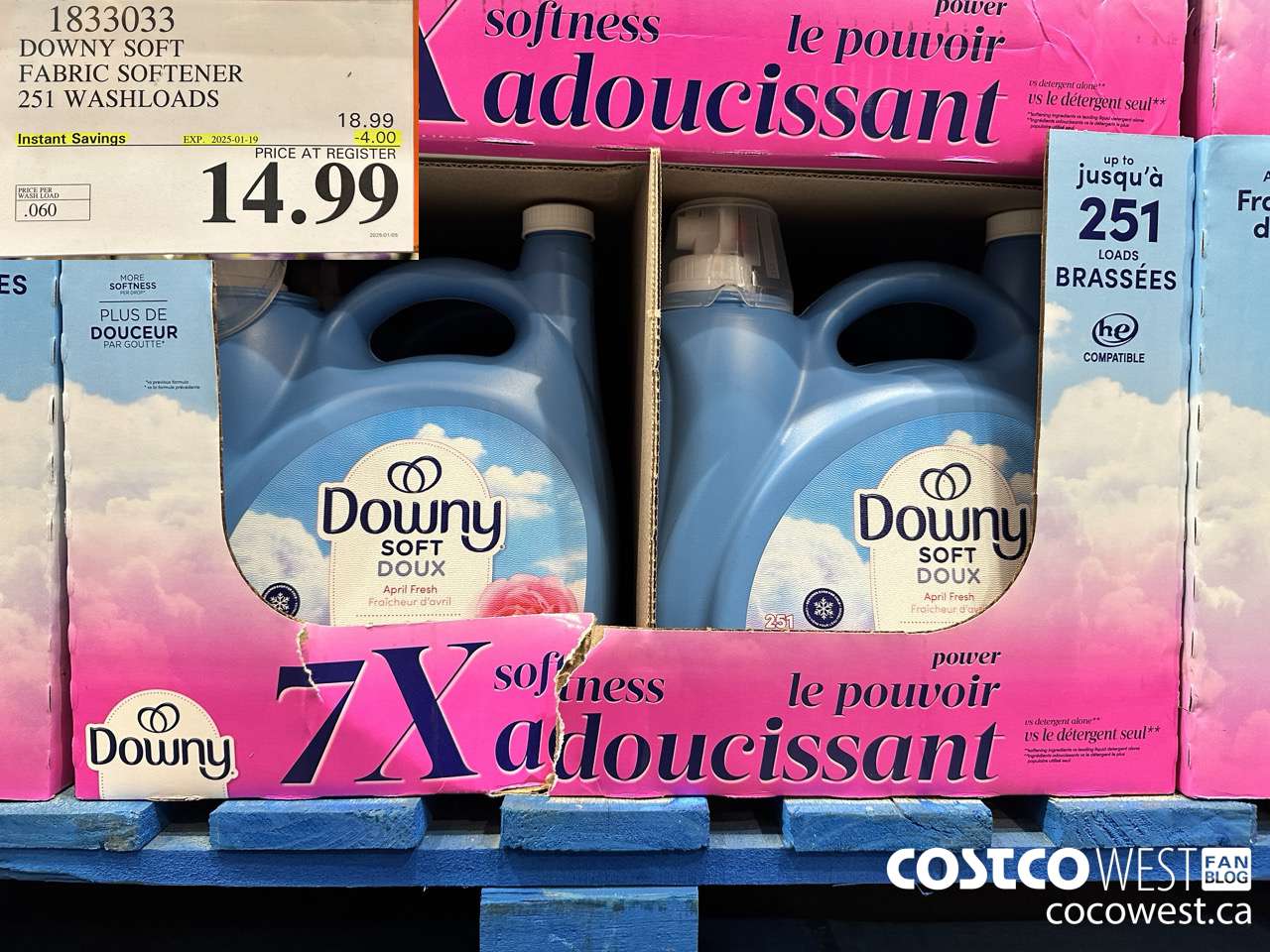 1833033 DOWNY SOFT FABRIC SOFTENER 251 WASHLOADS ($4.00 INSTANT SAVINGS EXPIRES ON 2025-01-19) $14.99