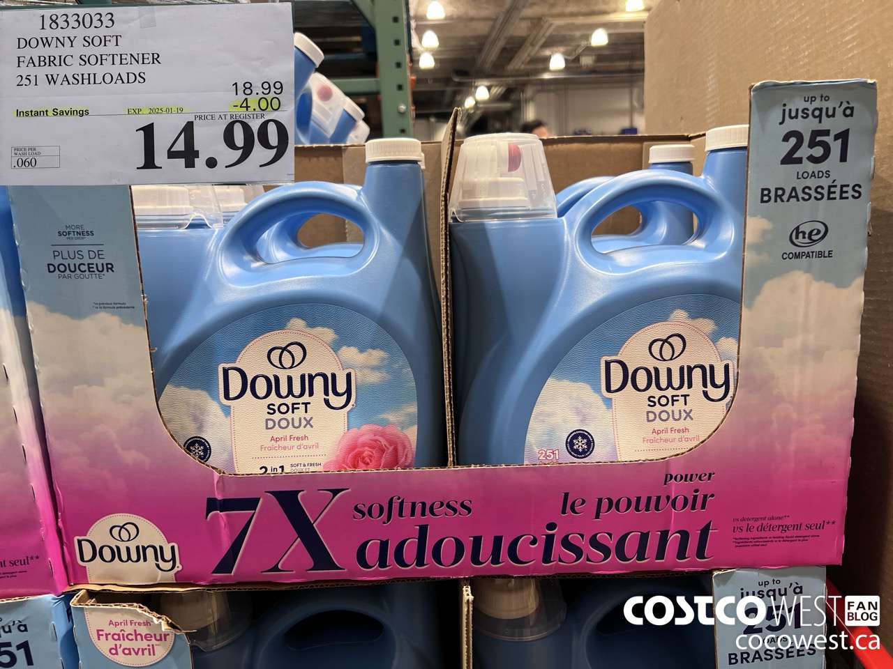 1833033 DOWNY SOFT FABRIC SOFTENER 251 WASHLOADS ($4.00 INSTANT SAVINGS EXPIRES ON 2025-01-19) $14.99