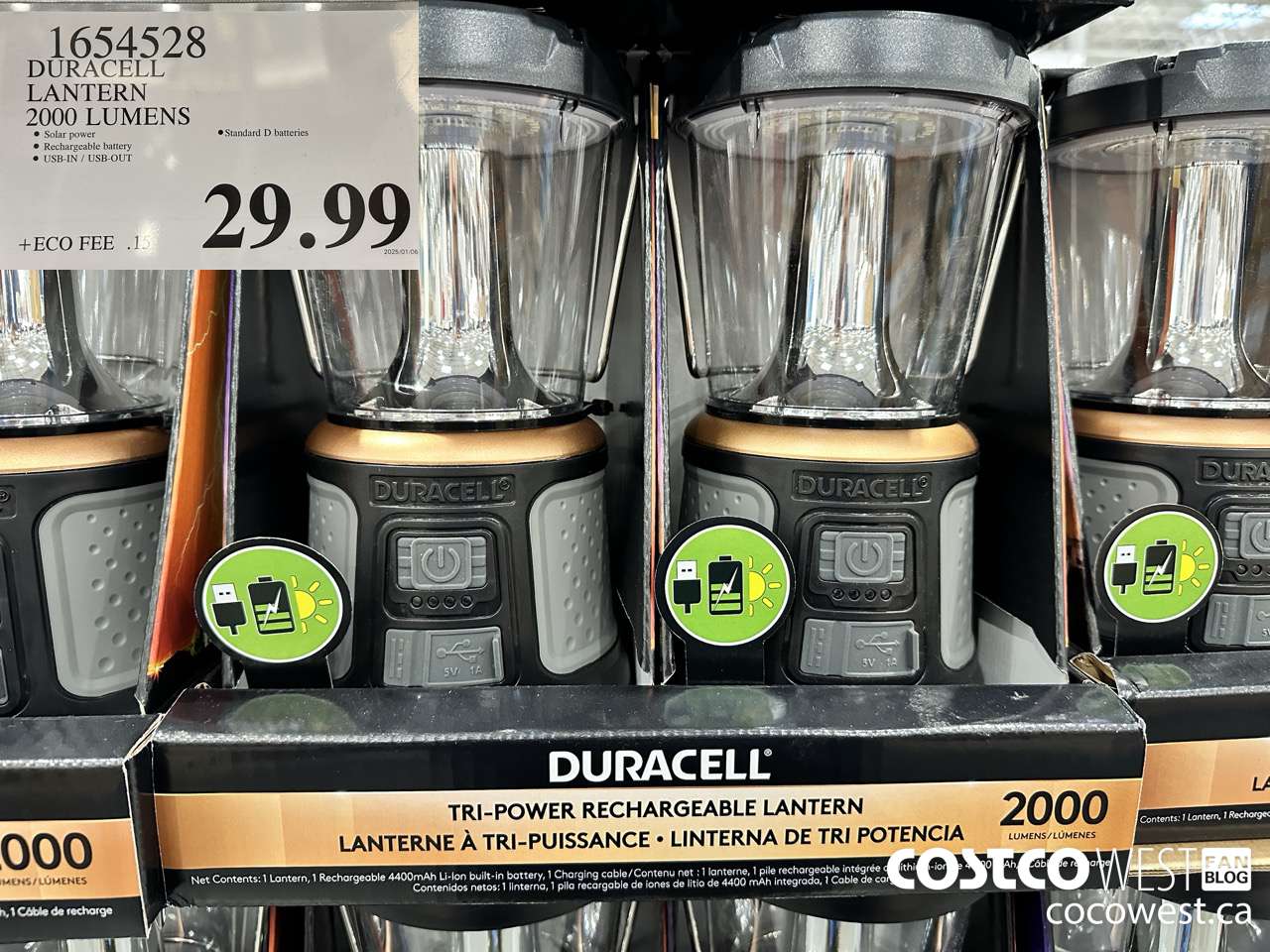 1654528 DURACELL 2000 LUMEN TRI-POWER LANTERN $29.99