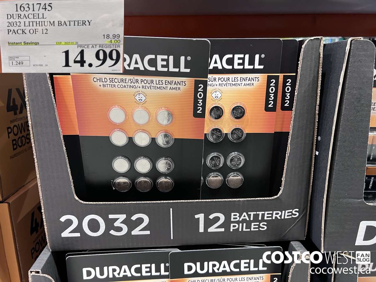 1631745 DURACELL 2032 LITHIUM BATTERY PACK OF 12 ($4.00 INSTANT SAVINGS EXPIRES ON 2025-01-26) $14.99