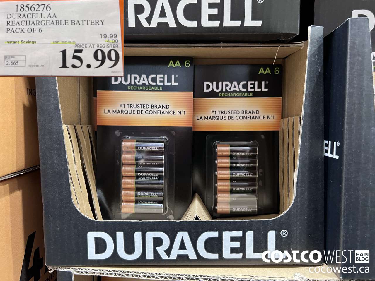 1856276 DURACELL AA RECHARGEABLE BATTERY PACK OF 6 ($4.00 INSTANT SAVINGS EXPIRES ON 2025-01-26) $15.99