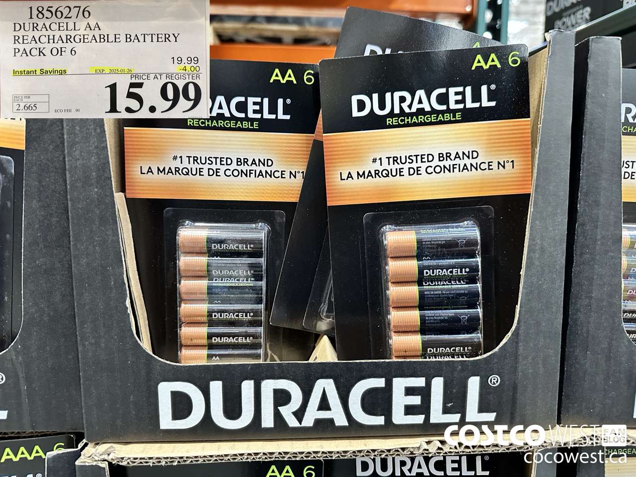 1856276 DURACELL AA RECHARGEABLE BATTERY PACK OF 6 ($4.00 INSTANT SAVINGS EXPIRES ON 2025-01-26) $15.99
