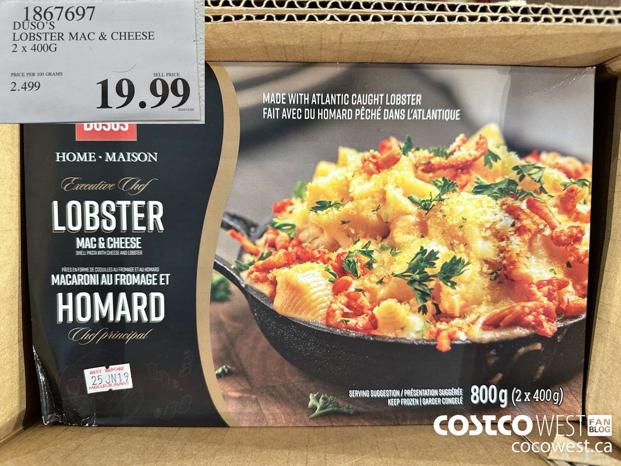 1867697 DUSO'S LOBSTER MAC & CHEESE 2 X 400G $19.99