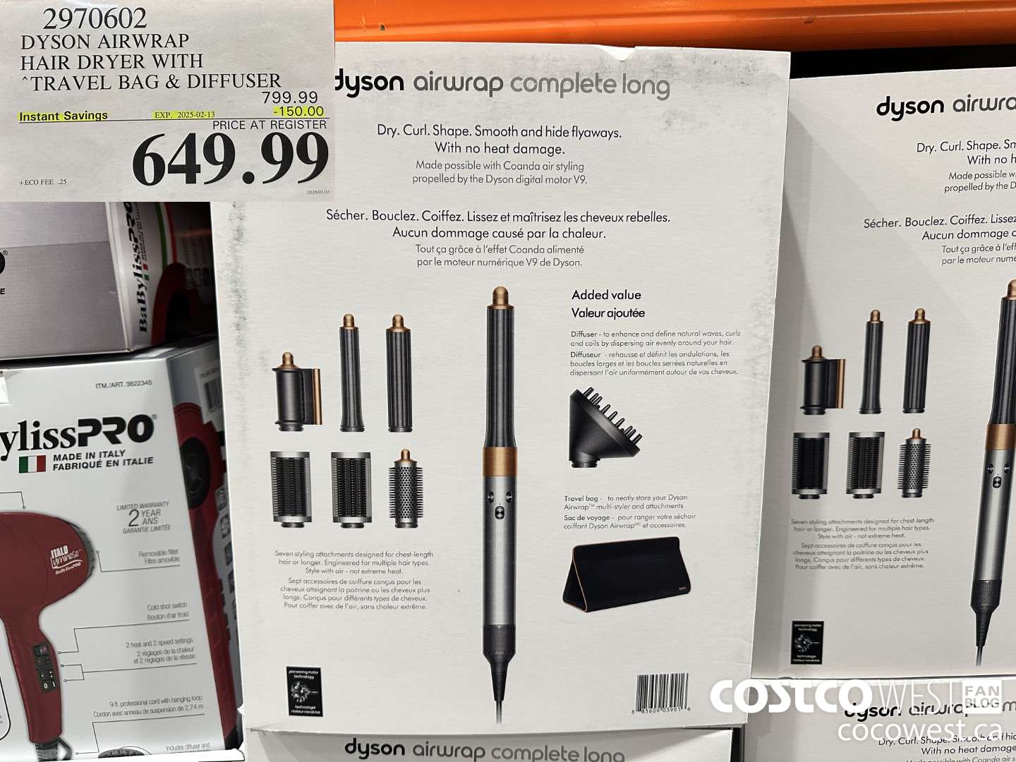 2970602 DYSON AIRWRAP HAIR DRYER WITH TRAVEL BAG & DIFFUSER ($150.00 INSTANT SAVINGS EXPIRES ON 2025-02-13) $649.99