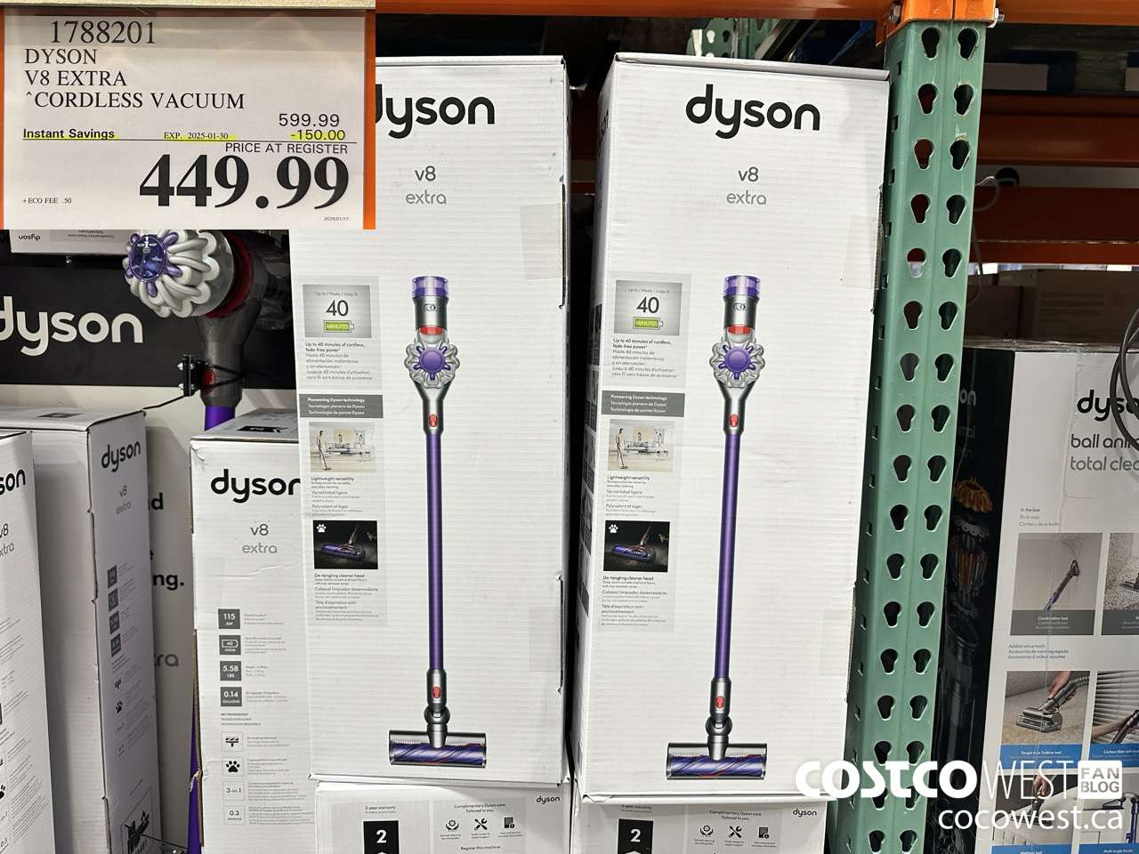 1788201 DYSON V8 EXTRA CORDLESS VACUUM ($150.00 INSTANT SAVINGS EXPIRES ON 2025-01-30) $449.99