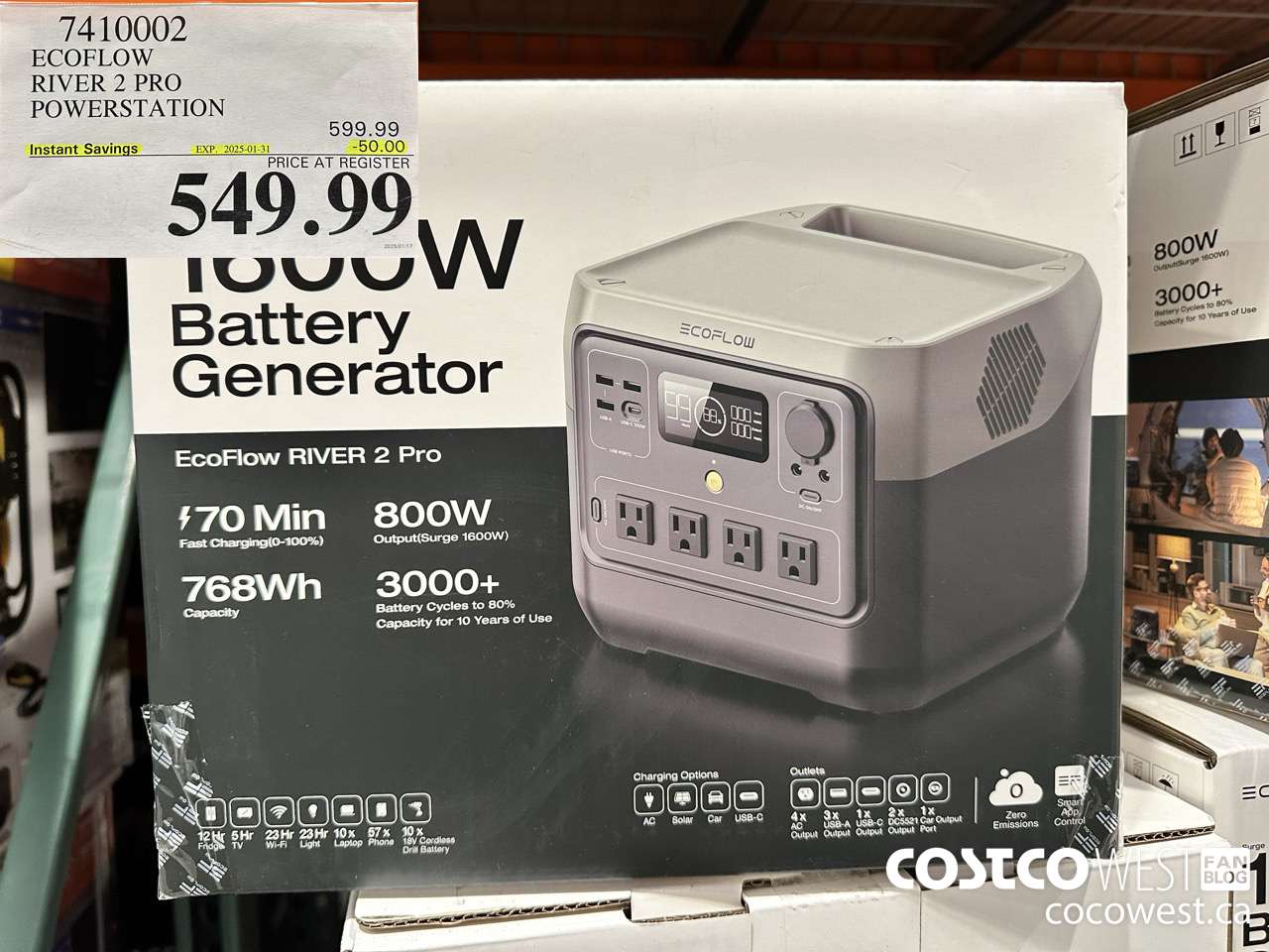 7410002 ECOFLOW RIVER 2 PRO POWERSTATION ($50.00 INSTANT SAVINGS EXPIRES ON 2025-01-31) $549.99