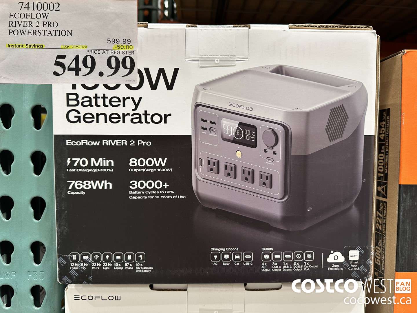 7410002 ECOFLOW RIVER 2 PRO POWERSTATION ($50.00 INSTANT SAVINGS EXPIRES ON 2025-01-31) $549.99